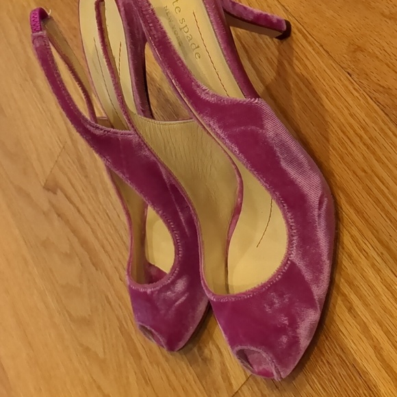 Kate Spade Grammy fuchsia crushed velvet peep toe slingback heels 10 - Picture 5 of 11